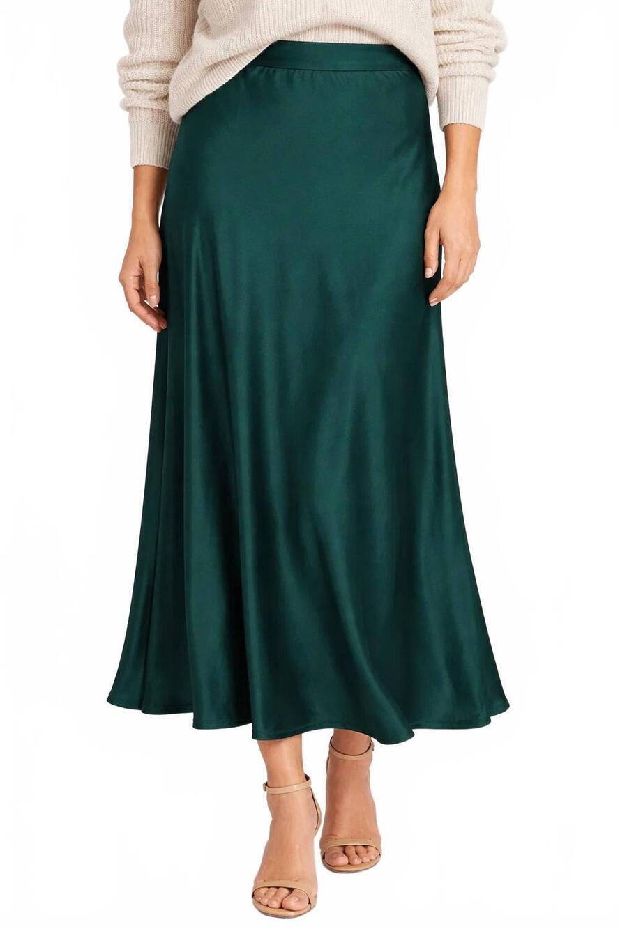 NEW MILIO MILANO italian viscose skirt in hunter green